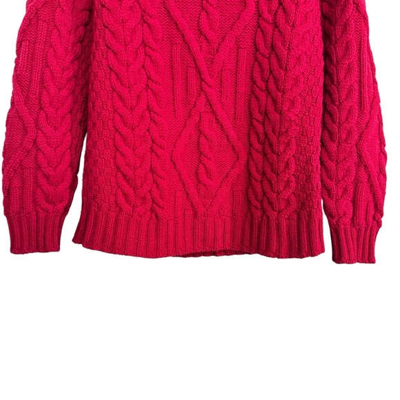 Aran Crafts Ireland 100% Merino Wool Cable Knit Turtleneck Sweater Pink Sz.Small - Picture 6 of 14